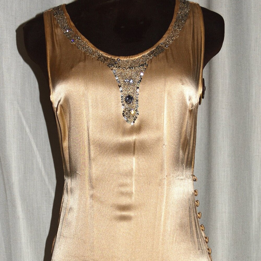 Natasha XS Champagne colored Flapper style dress